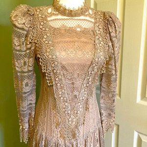Vintage Cachet Lace Victorian Dress Small